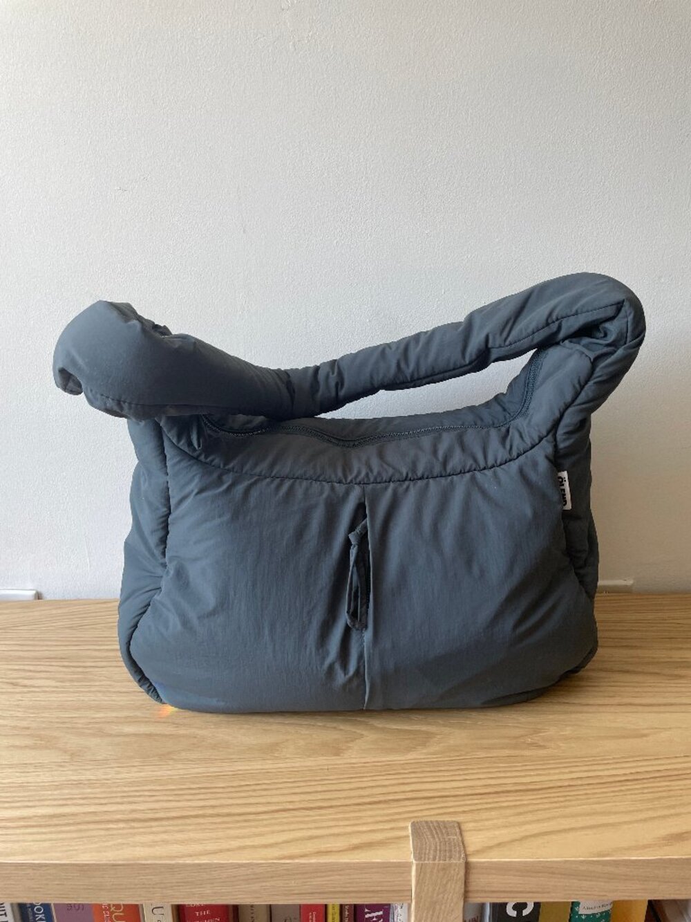 Quilted Padded Shoulder Bag in Dark Gray